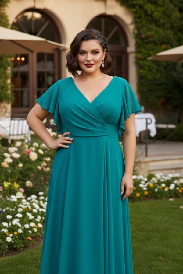 vestido midi invitada turquesa