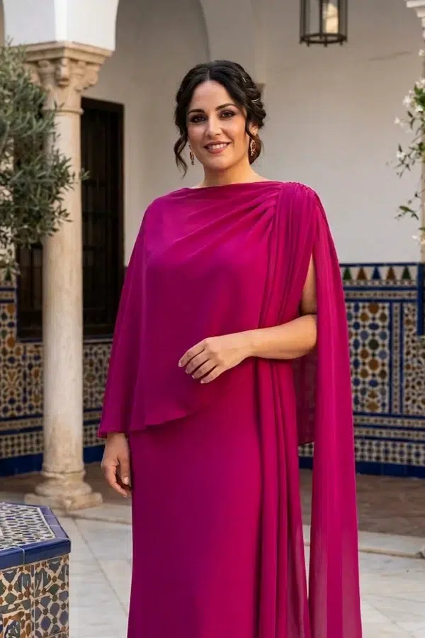 capa elegante para invitada de boda en buganvilla