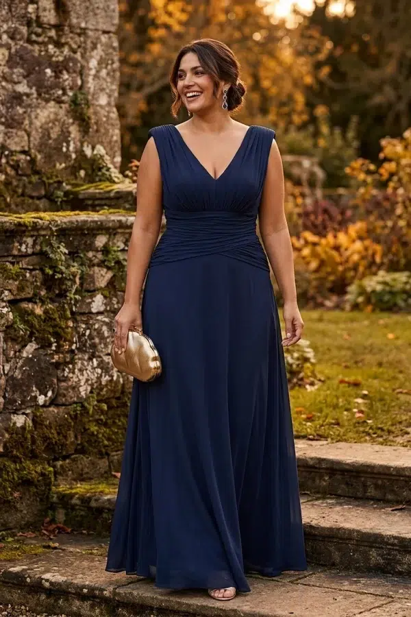 vestido serea azul marino invitada midsize